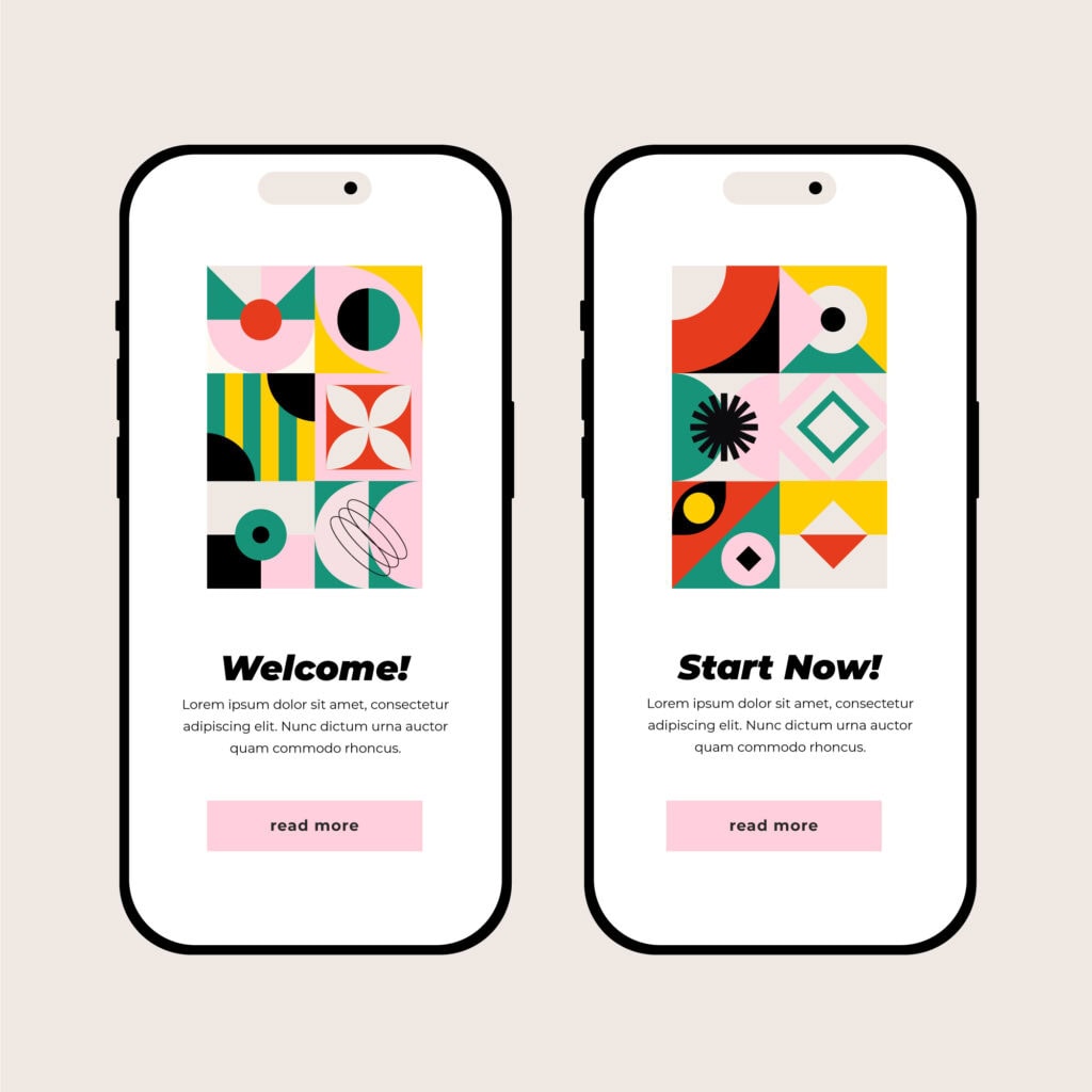 A mockup showing two different mobile website screens