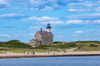 A lighthouse on Block Island in Rhode Island
