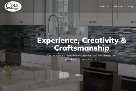 A screenshot of the Cole Cabinets homepage