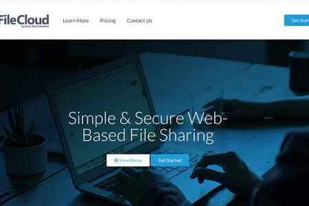 A screenshot of the homepage of the filecloud website